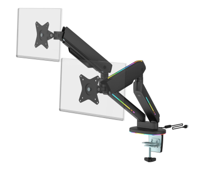 Uchwyt do monitora Deltaco Podwójny uchwyt GAM-135 RGB - Czarny